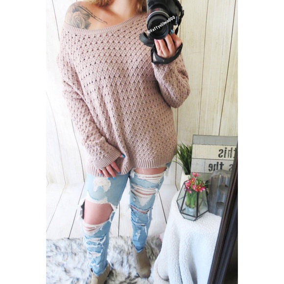 NWT Taupe mauve slouchy knit sweater π - Picture 2 of 8